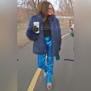 LaQuan Smith *SS22*| NWTs Signature Patent Blue Aqua Moto Pant inSize Small